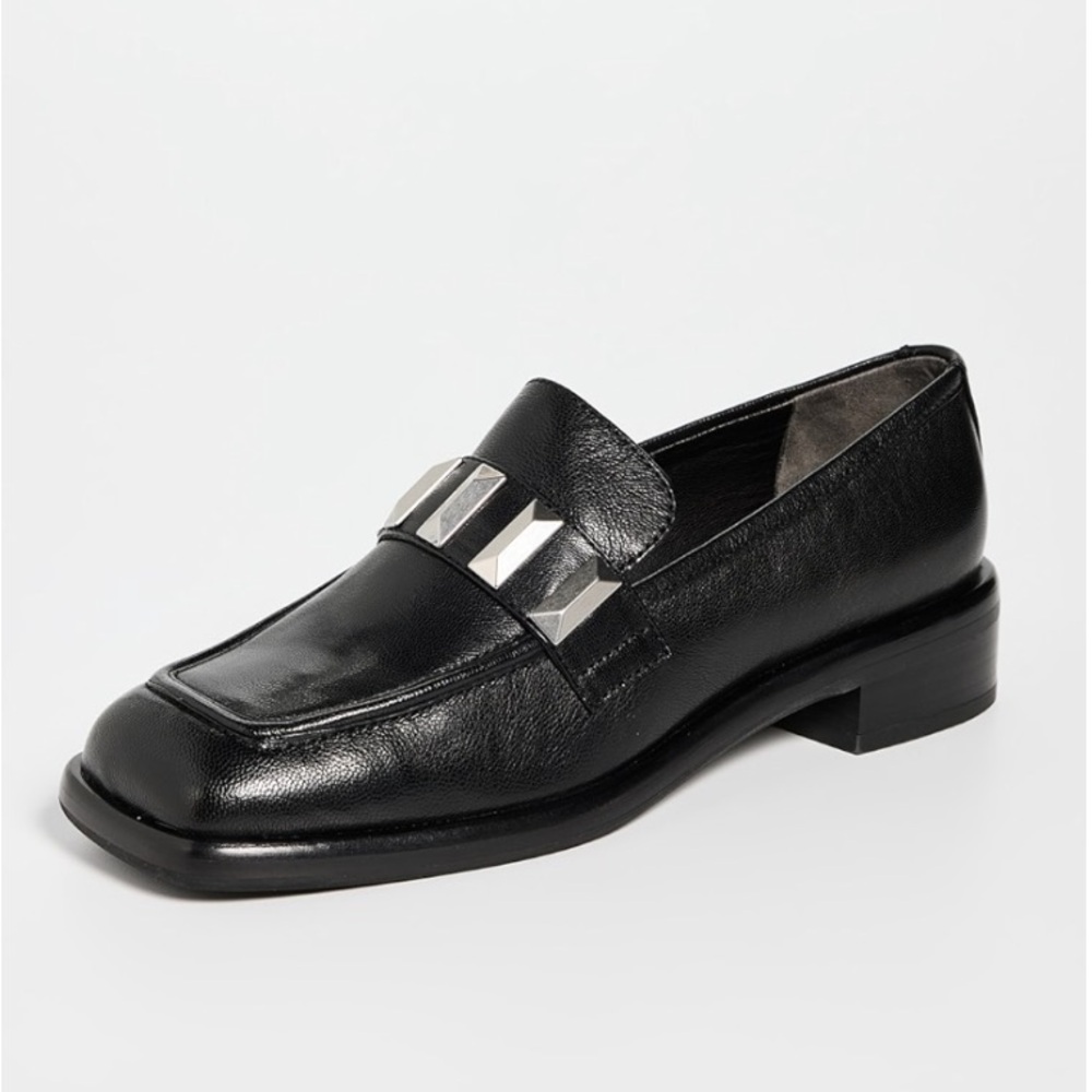 Black Loafer with Silver Accents